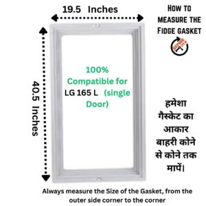LG 165 Liter Single Door Fridge Gasket Size 19.5 x 40.5 Inches Dimension Photo REPAIR24H