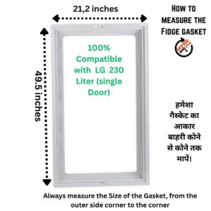 LG 230 Liter Fridge Gasket Size 21.2 x 49.5 Inches Grey Magnetic Seal by REPAIR24H