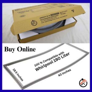 Whirlpool 190 Liter Fridge Magnetic Door Rubber Gasket 19.5 x 43 Inch Grey Push Fit