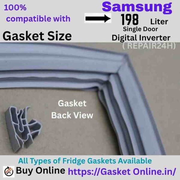 Samsung 198L Fridge Gasket Profile Cross Section and Corner Back View