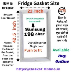 Samsung 198 Liter Fridge Gasket Size 21x42.5 inches dimensions guide by REPAIR24H
