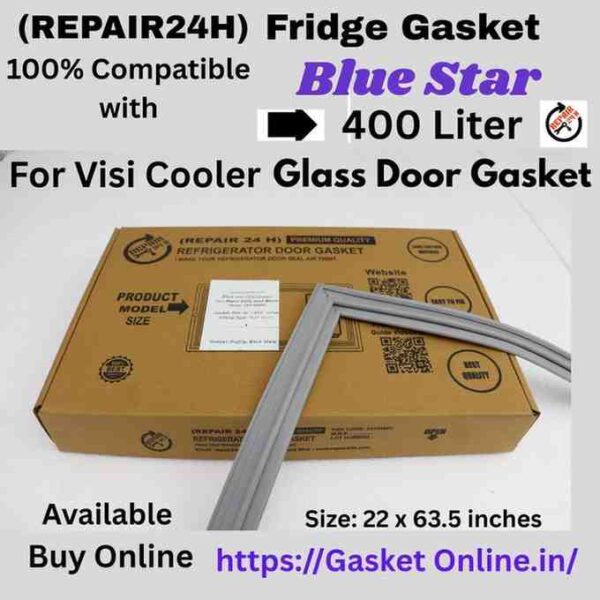 Blue Star 400L Visi Cooler magnetic door gasket size specification, high-grade replacement rubber seal for commercial refrigeration.