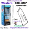 Western 600 Liter Visi Cooler ka replacement magnetic rubber door gasket (grey) coiled, specific technical profile, identification, aur dimension guide plaque (26.5 x 72.5 inches / 67 x 184 cm) ke saath, commercial glass door fridge application ke liye, image_8.png visual detail mein.