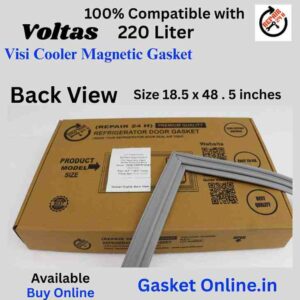 Back view profile of high-magnetic rubber seal gasket for Voltas Visi Cooler, showing the mounting design and precision fit.