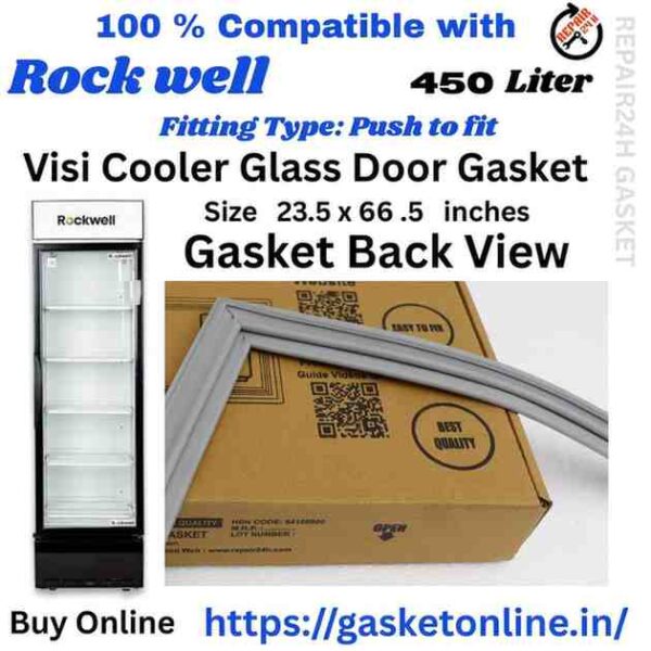 Rockwell Visi Cooler Door Rubber Gasket Shop Online - Grey Magnetic Replacement Seal and Technical Plaque with Size and Models
