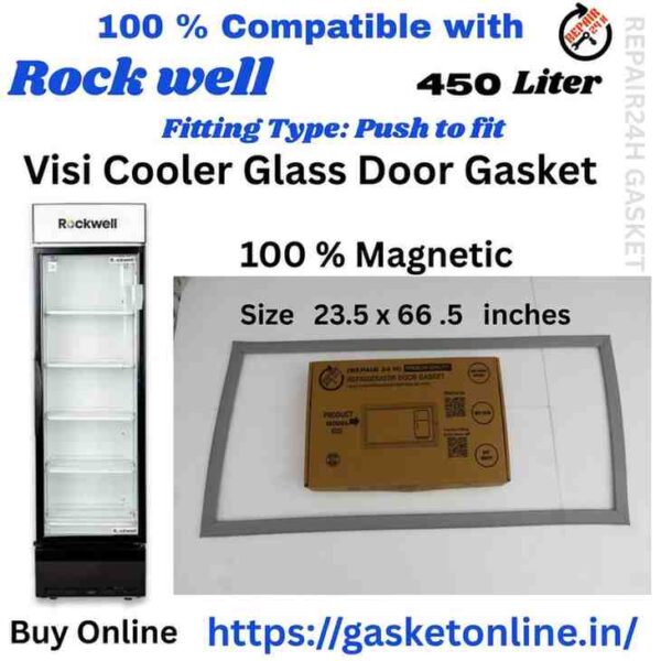 Rockwell Commercial Fridge Magnetic Seal 23.5 x 66.5 Inches - Grey Replacement Rubber Gasket