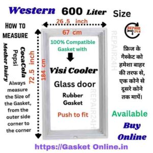 Western 600l Visi Cooler Gasket Dimension Measurement 26.5 x 72.5 Inches